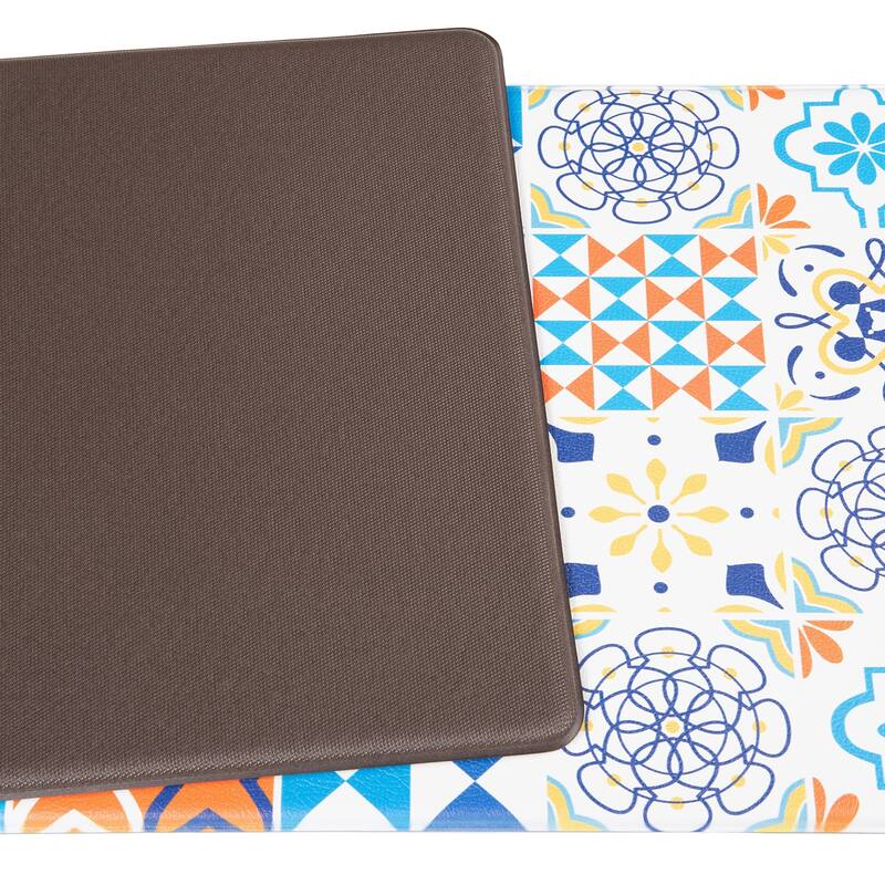 World Rug Gallery Geometric Tile Anti-Fatigue Standing Mat