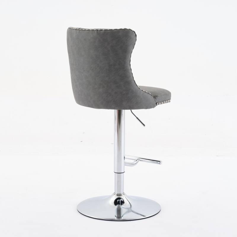 Set of 2 Swivel Velvet Tufted Adjusatble Seat Height Barstools