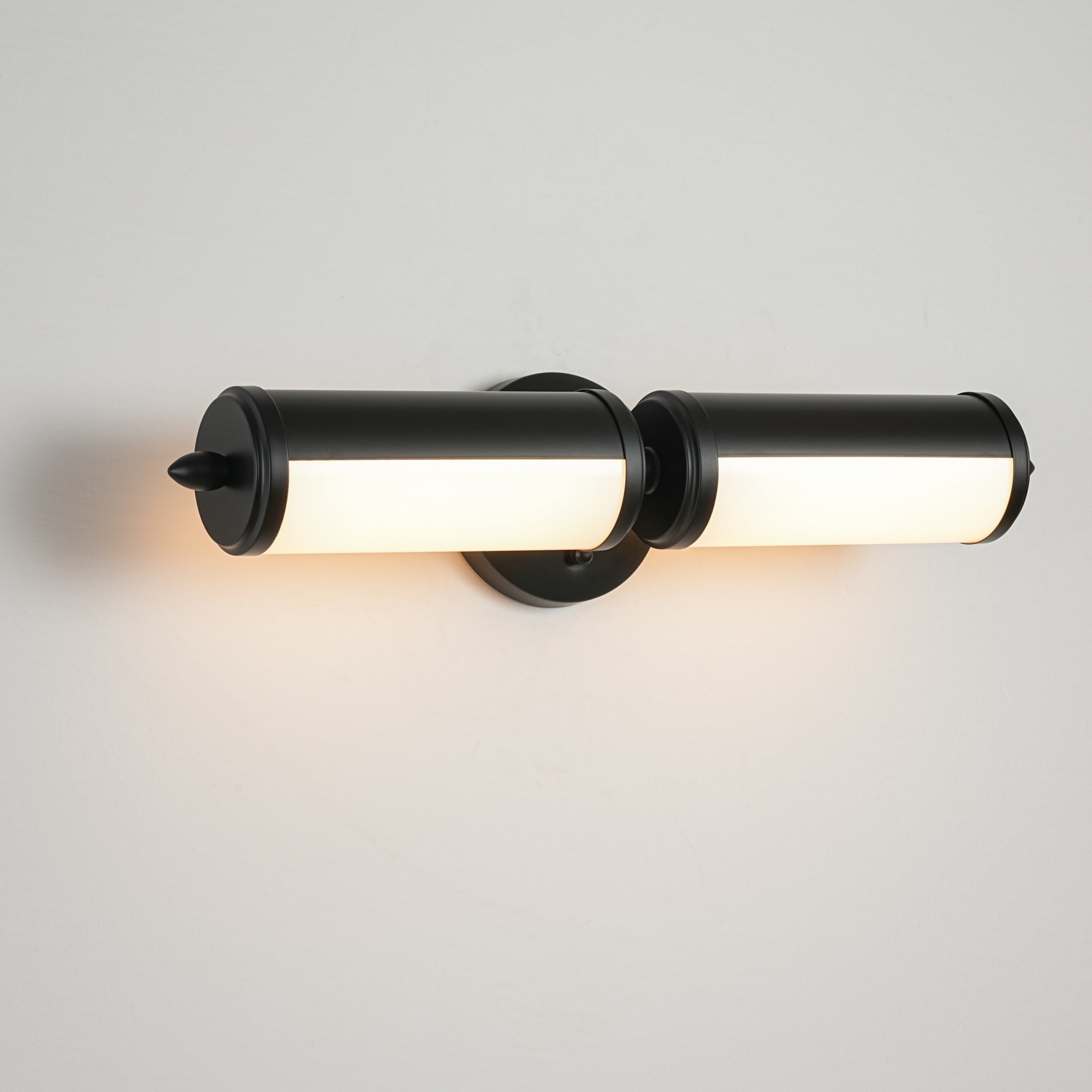 20.2in. 2-Light Modern Brass Cylinder LED Bathroom Wall Sconce with Acrylic Shade