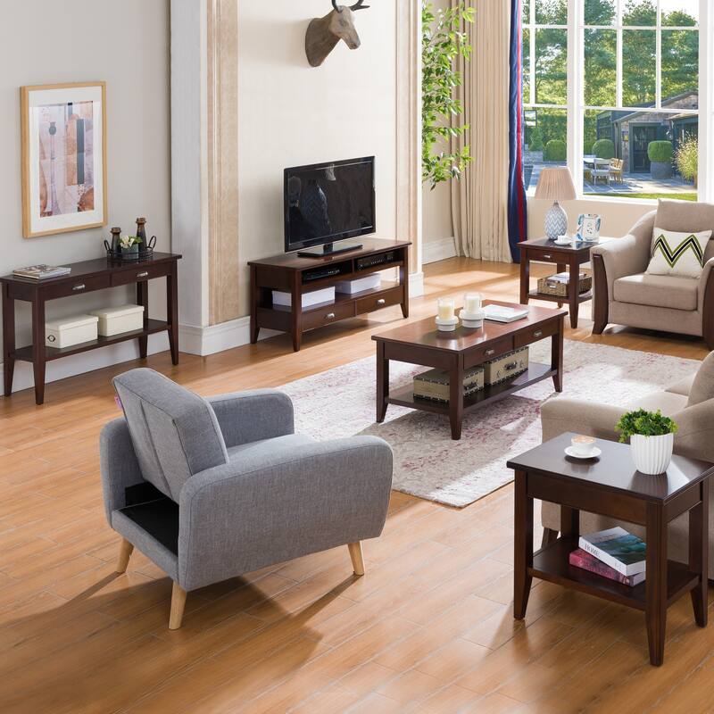 Laurent Narrow Solid Wood Side End Table with Shelf