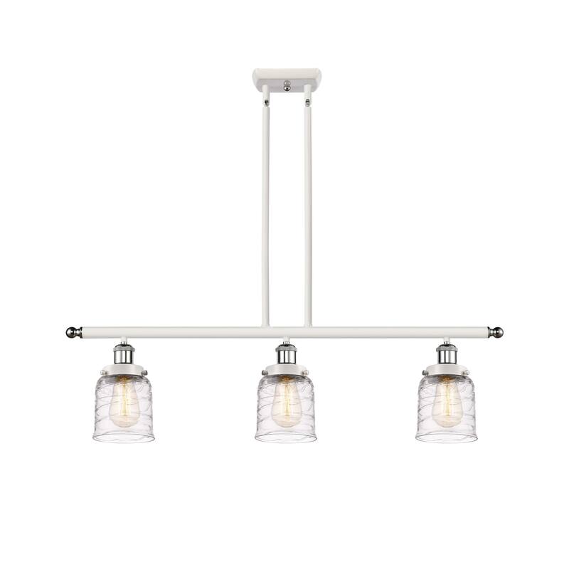 Innovations Lighting 916-3I-10-36 Bell Linear Bell 3 Light 36" Wide - White and Polished Chrome / Deco Swirl