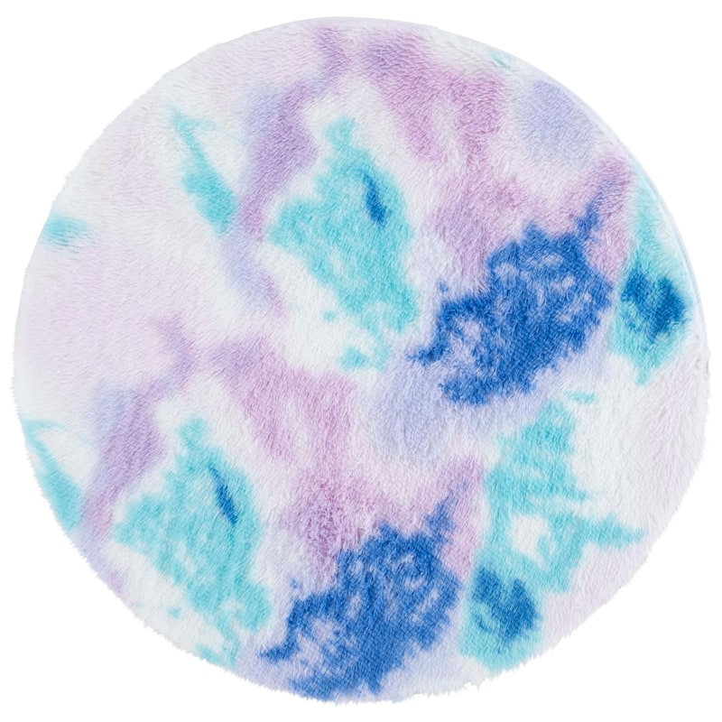SAFAVIEH Rainbow Shag Didy Shag Rug - 4' Round - Rainbow/Multi