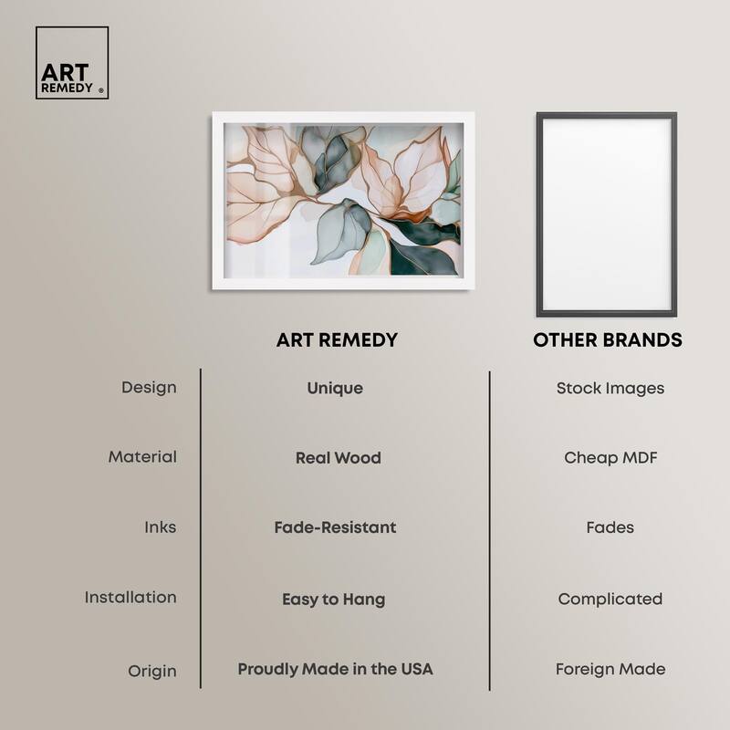 Golden Veined Leaves I Shadowbox by Art Remedy