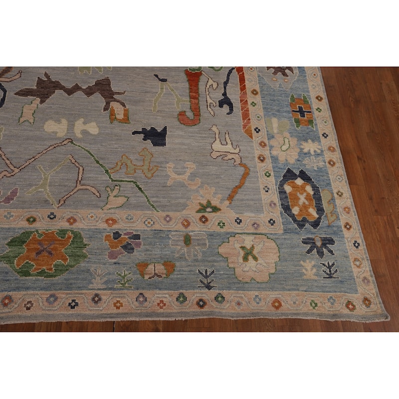 Grey Oushak Turkish Area Rug Handmade Vegetable Dye Wool Carpet - 7'11"x 9'9"