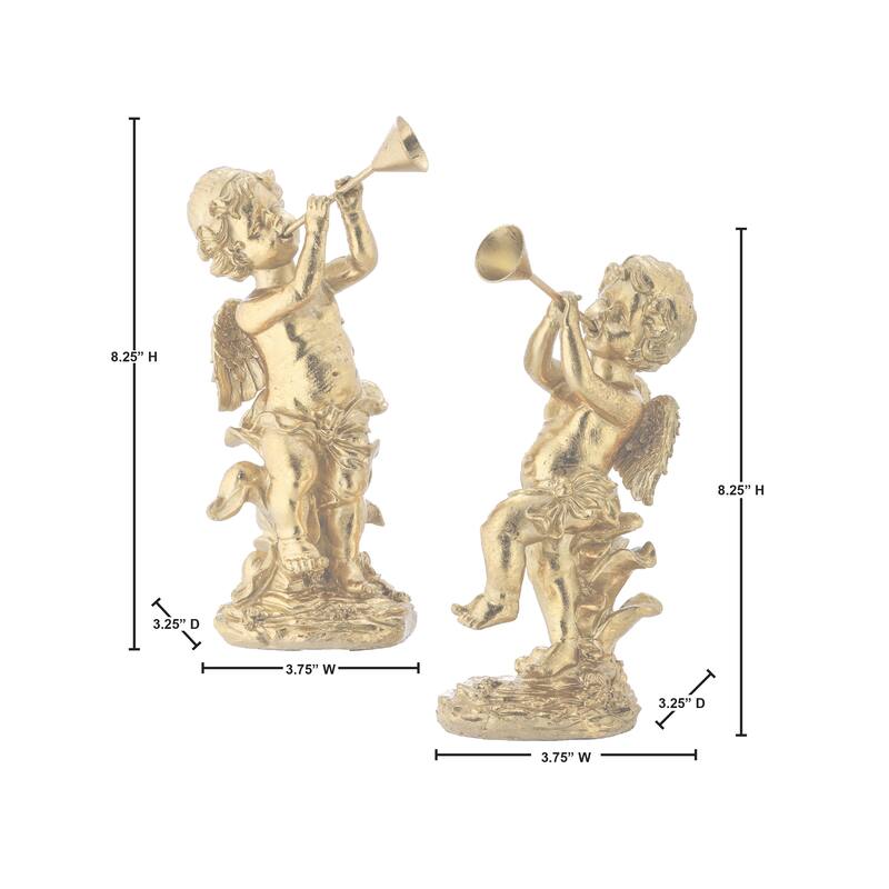 8" Resin Cherub With Horn 2 Assorted