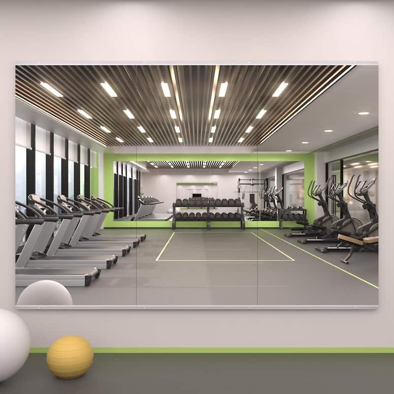 Full Length Tempered Glass Mirror - Rectangular Wall Mirror for Yoga, Gym & Dance Studio(Set of 2/3) - 48" x 24"-3PCS