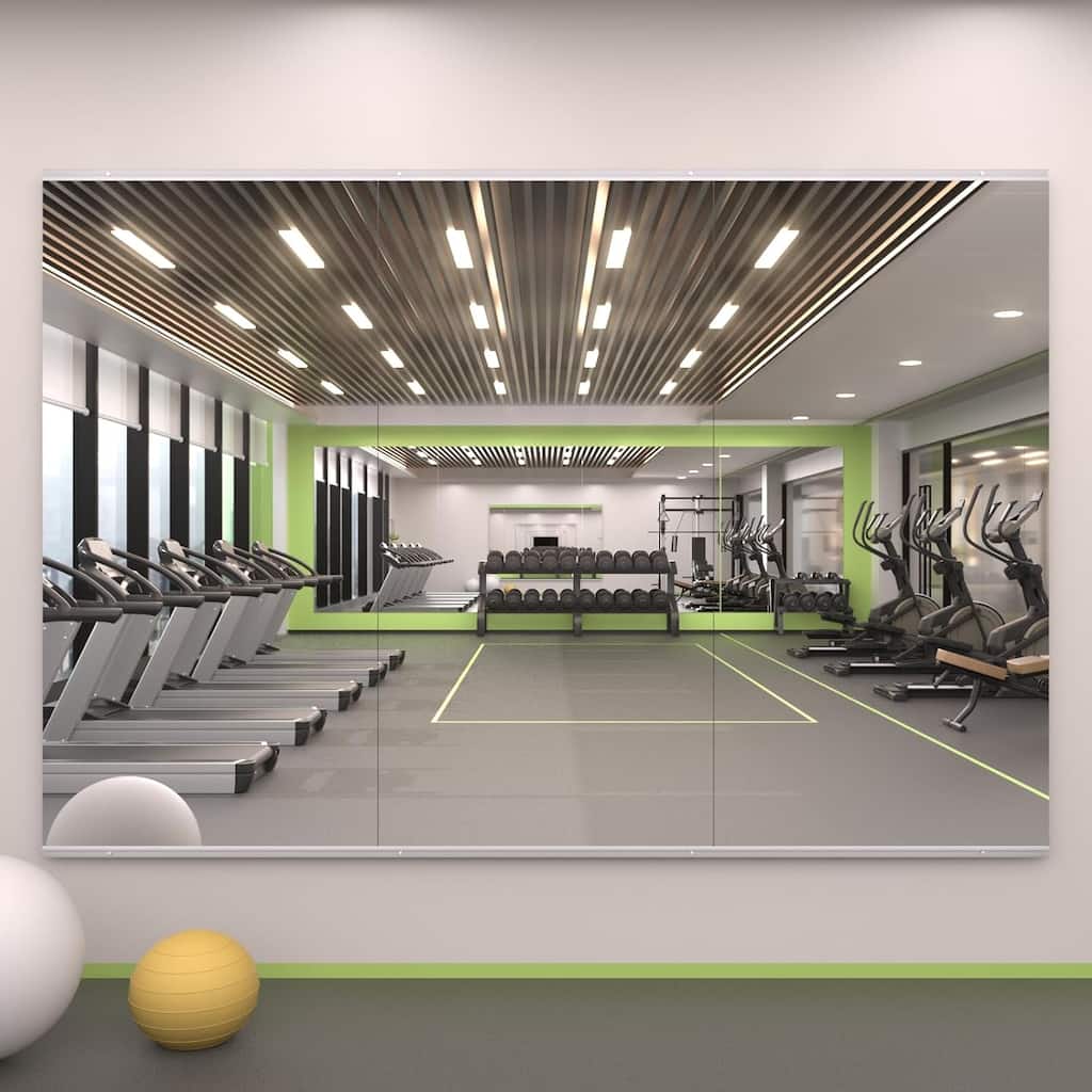 Full Length Tempered Glass Mirror - Rectangular Wall Mirror for Yoga, Gym & Dance Studio(Set of 2/3)