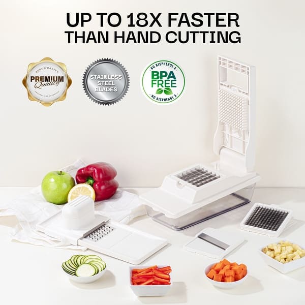 Nutrislicer XL All in 1 Mandoline Slicer and Vegetable Chopper with Container - Cream