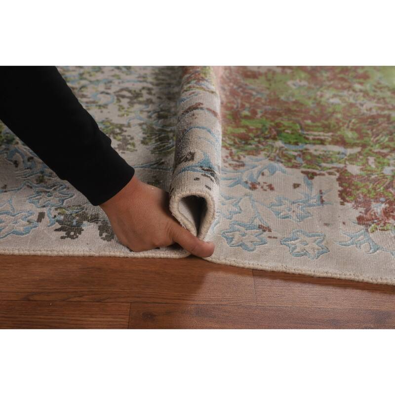 Multicolor Modern Abstract Area Rug Hand-Knotted Wool Carpet - 5'7"x 8'0"