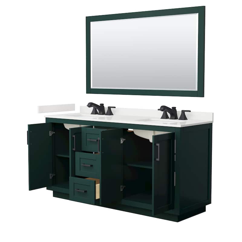 Miranda 66-inch Double Vanity, Quartz Top, 58-inch Mirror