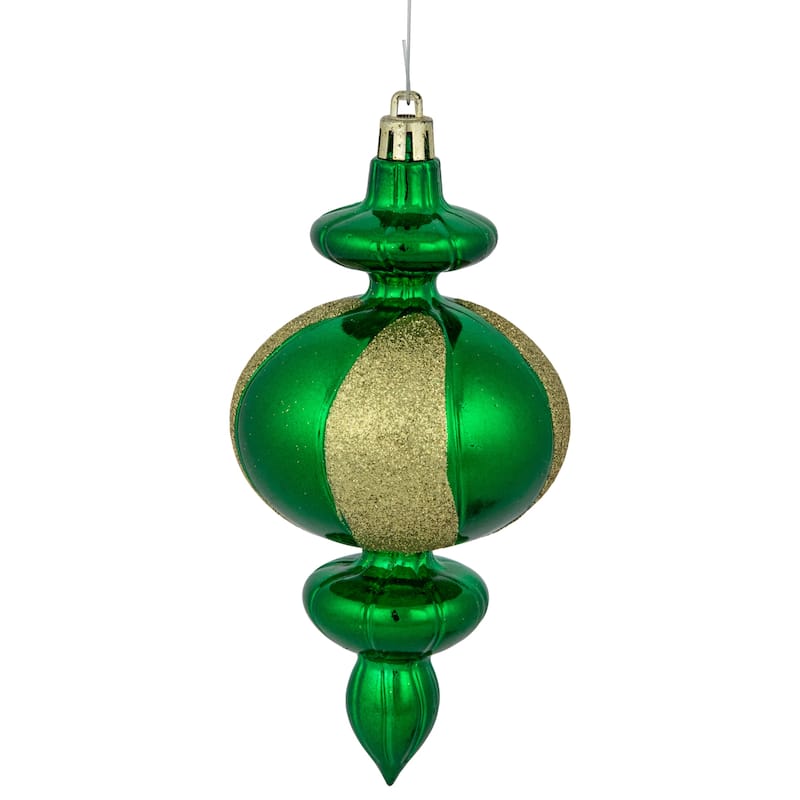 8-Count Green Shatterproof Finial Christmas Ornaments, 6"
