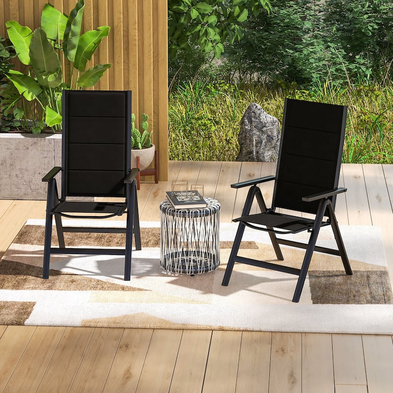 Gymax Set of 2 Patio Folding Chairs Lightweight Outdoor Dining Chairs