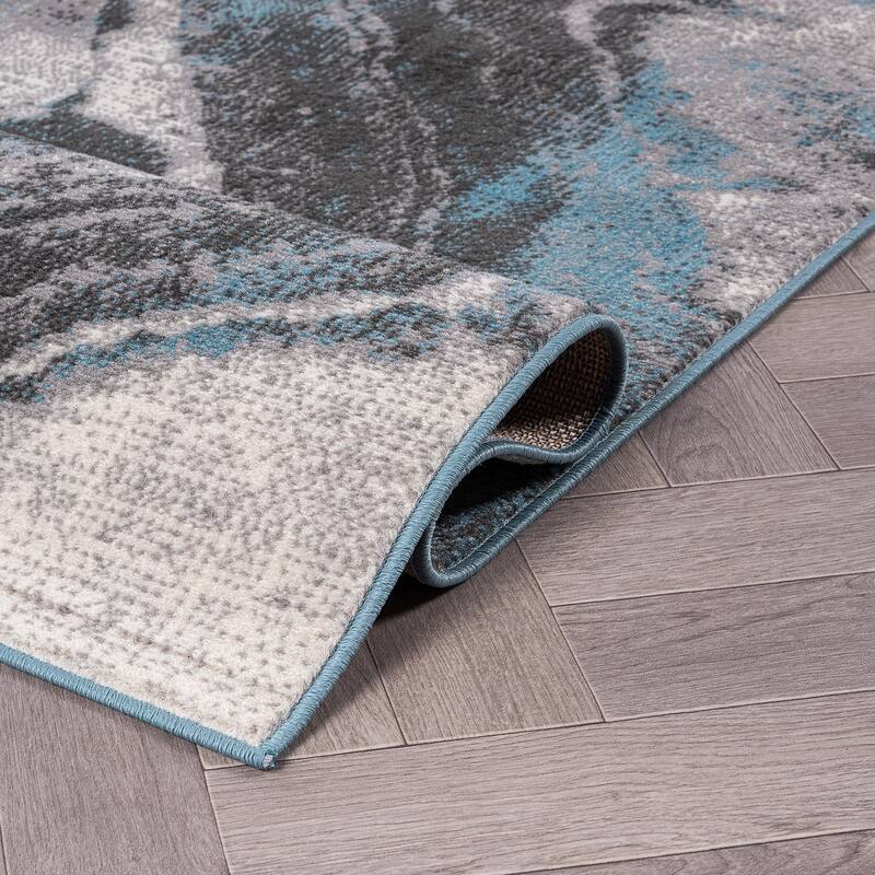 World Rug Gallery Distressed Contemporary Abstract Watercolor Area Rug