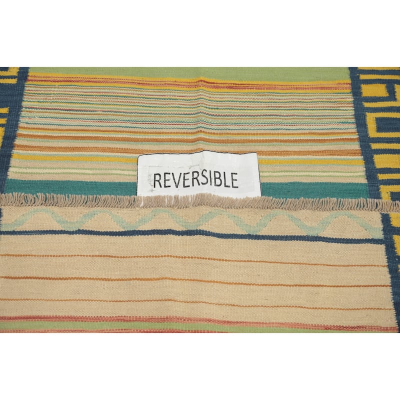 Hand Woven Oriental 100% Wool Carpet Southwestern Tribal Multi-Colored Kilim Area Rug - 5' 10'' X 4' 3''