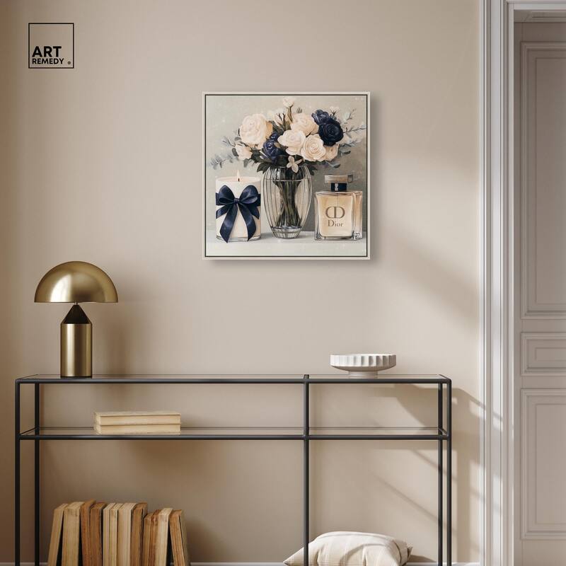 Ivory Perfume Flowers in Vase Canvas by Art Remedy