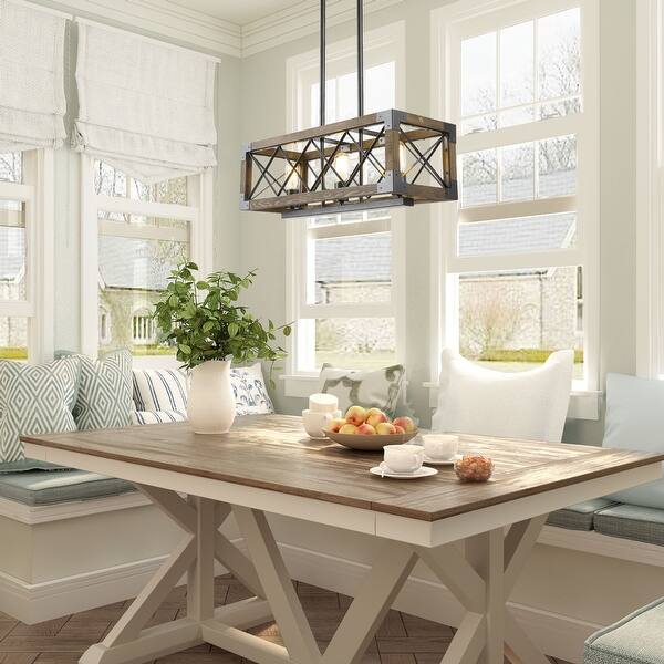 Shop Farmhouse Lighting Wooden Chandelier With 3 Lights For