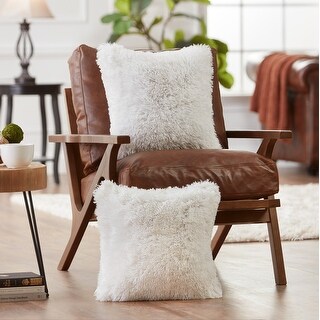 Chanasya Shaggy Chic White Longfur Throw Pillow Cover Set