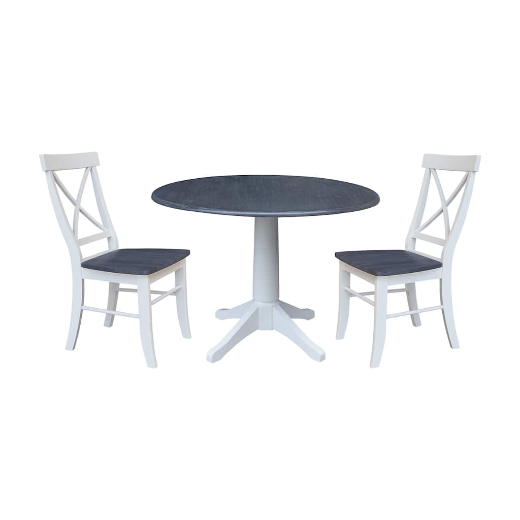 42" Round Top Dual Drop Leaf Pedestal Table with Dining Chairs