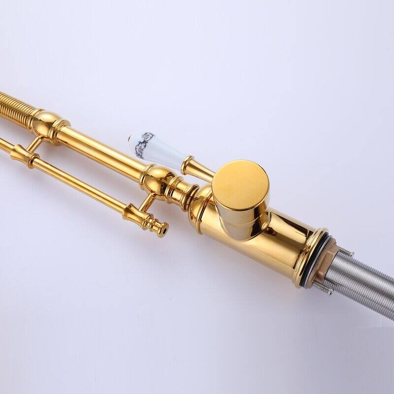 Commercial Pull Down Kitchen Sink Faucet Single Handle Modern Single Hole Brushed Gold Kitchen Faucets With Sprayer