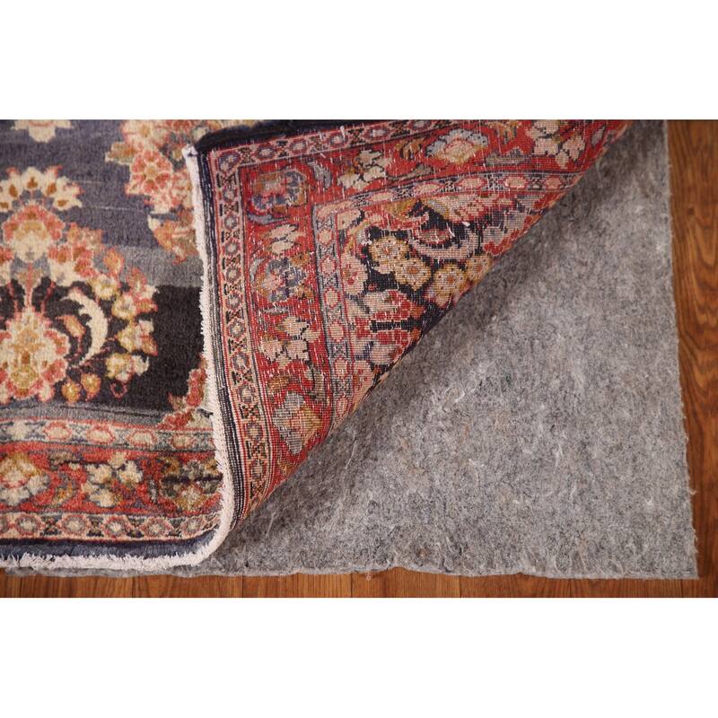 All-Over Floral Sarouk Persian Vintage Rug Hand-knotted Wool Carpet - 3'10"x 4'10"