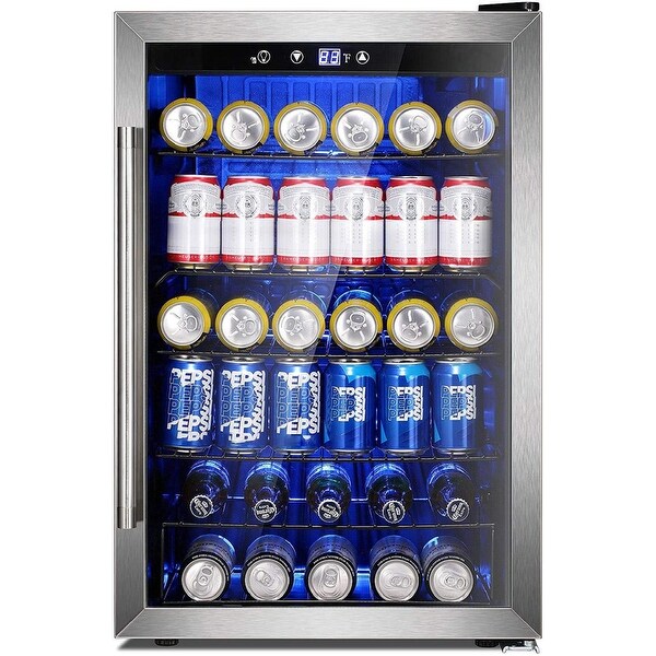 4.4 Cu.Ft Beverage Refrigerator and Cooler 126 Can Mini Fridge Silver