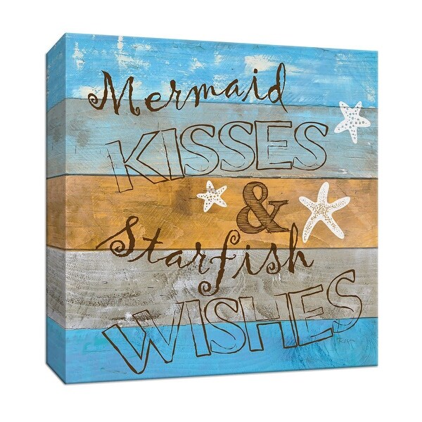 PTM Images 9-147468 PTM Canvas Collection 12" x 12" - "Woodgrain Mermaid Kisses" Giclee Sayings & Quotes Art Print on Canvas