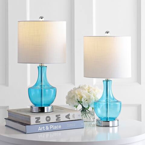 Colette 20" Mini Glass LED Table Lamp, Silver by JONATHAN Y