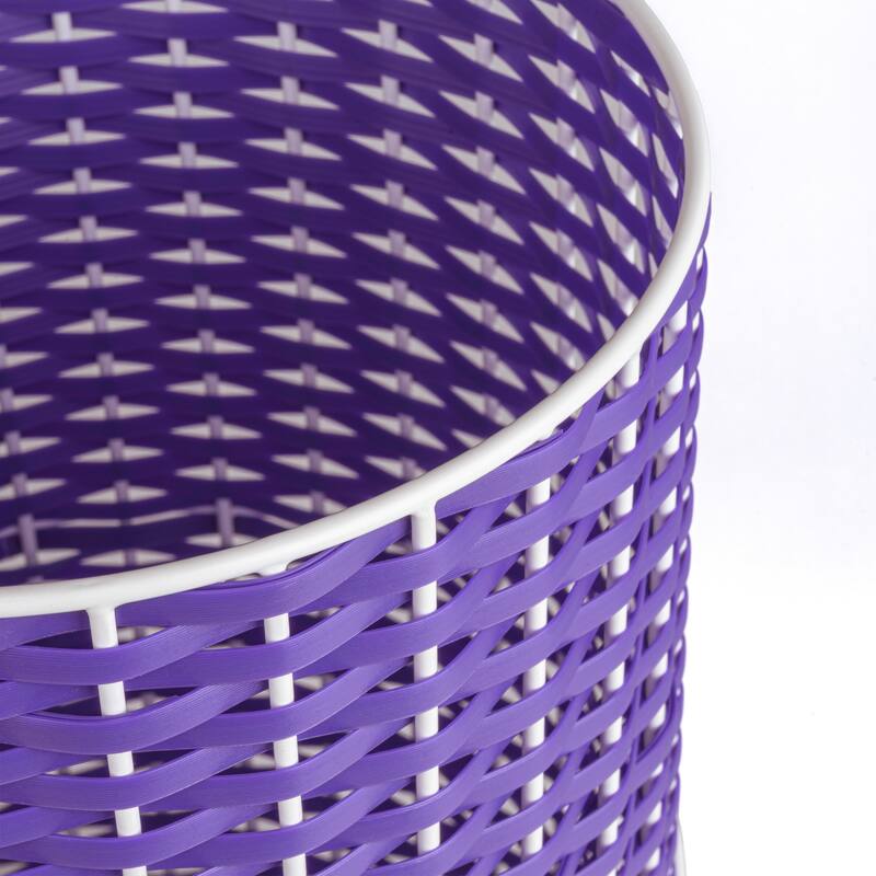 happimess Cecil Modern 4.13-Gallon Faux Wicker Cylinder Waste Basket