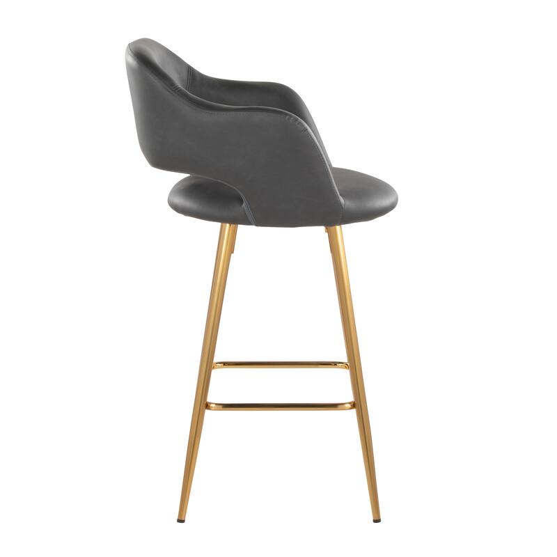 Porch & Den Vallen 26" Fixed-Height Faux Leather Counter Stool with Metal Legs & Square Footrest (Set of 2)