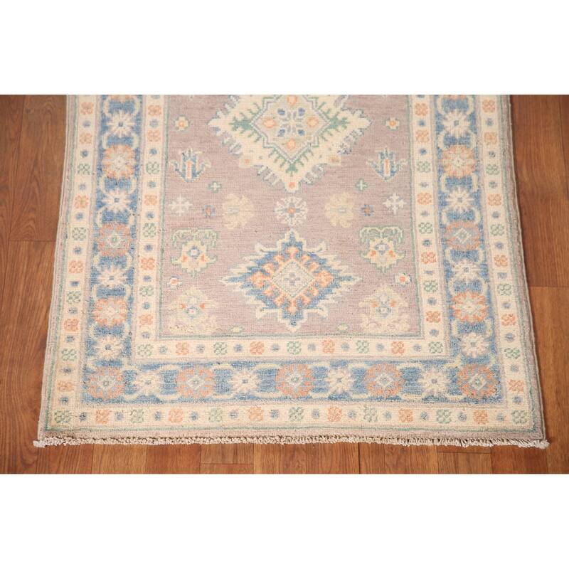 Geometric Kazak Foyer Rug Handmade Wool Carpet - 2'7" x 4'1"