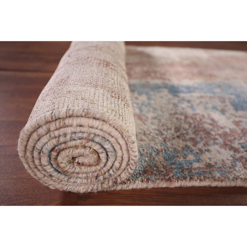 All-Over Abstract Indian Runner Rug Hand-Knotted Wool Carpet - 2'8"x 10'0"