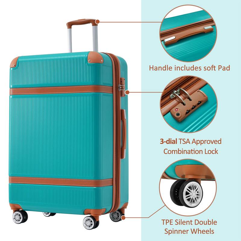 Luggage Sets, 3pcs ABS Hardside Expandable Suitcase w/Spinner Wheels Collision-Protection Angle TSA Lock