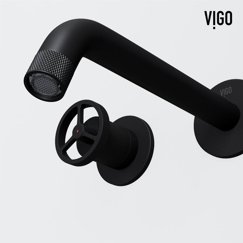 VIGO Anvil 16"L x 16"W MatteStone Vessel Sink and Cass Wall Mount Faucet Set