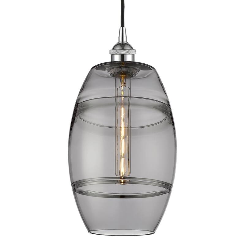 Innovations Lighting 616-1P 10 8 Vaz Pendant Vaz 8" Wide Cord-Hung - Polished Chrome / Light Smoke