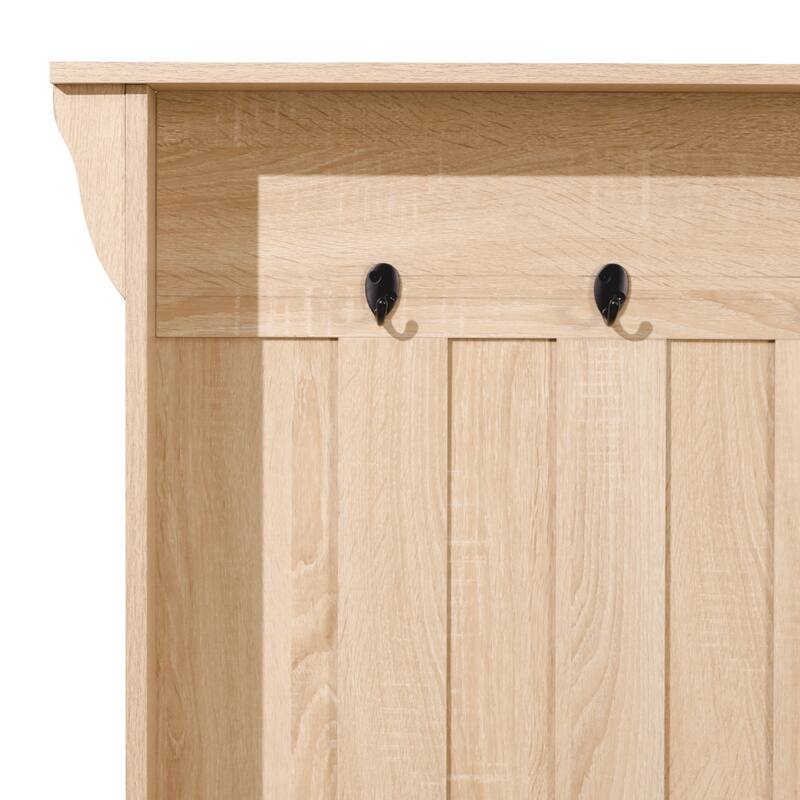 Hall Tree with Divided Cubby Bench Storage and 3 Coat Hooks