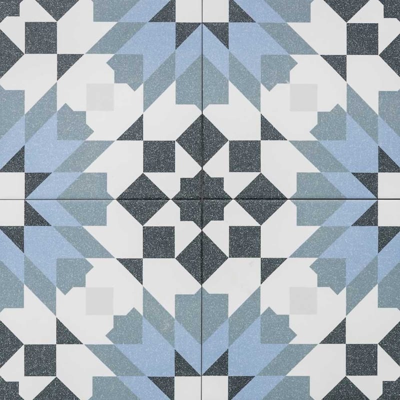 The Tile Life Garden Peony 8x8 Blue Porcelain Floor & Wall Tile