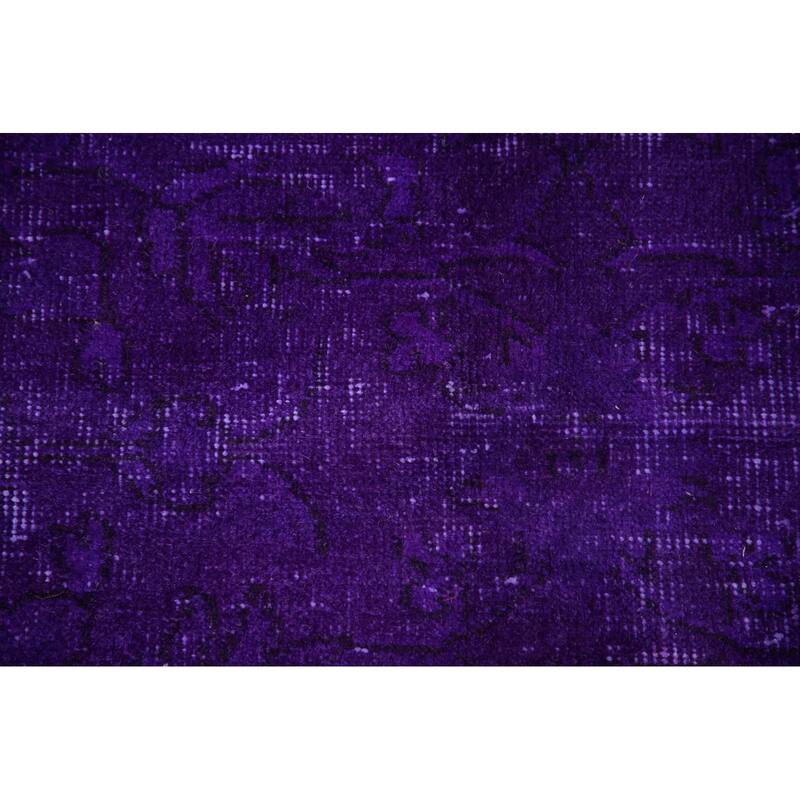 Purple Over-Dyed Anatolian Turkish Vintage Rug Handmade Wool Carpet - 6'10"x 10'7"