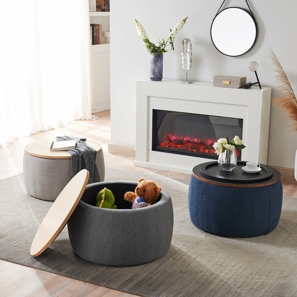 2 in 1 Function Large Round Storage Ottoman Bed Bath Beyond