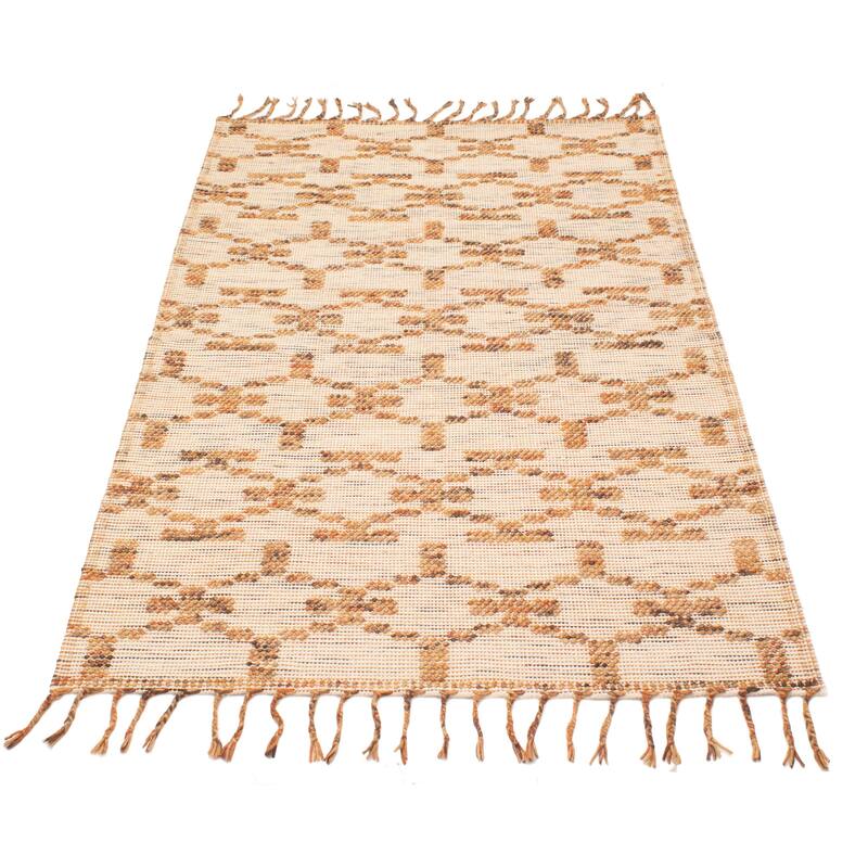 ECARPETGALLERY Braid weave Sienna Tan Wool Rug - 5'0 x 8'2
