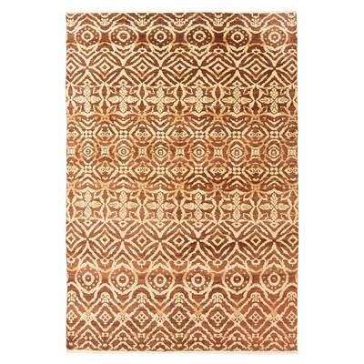 ECARPETGALLERY Hand-knotted Mystique Brown Wool Rug - 5'10 x 8'8