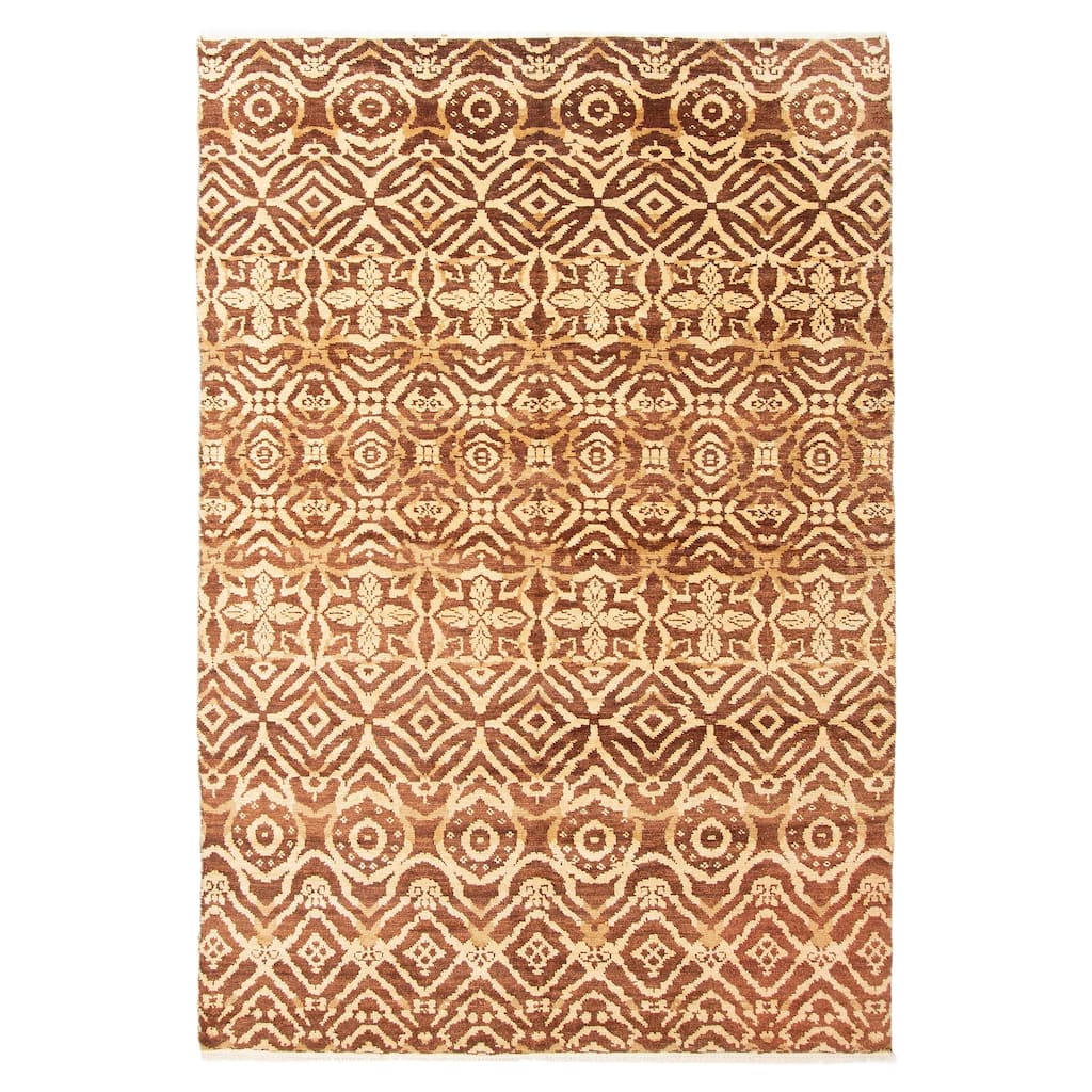 ECARPETGALLERY Hand-knotted Mystique Brown Wool Rug - 5'10 x 8'8