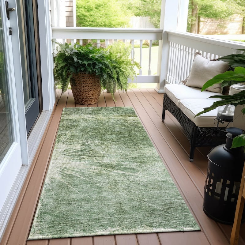 Machine Washable Indoor/ Outdoor Chantille Modern Tree Grain Rug
