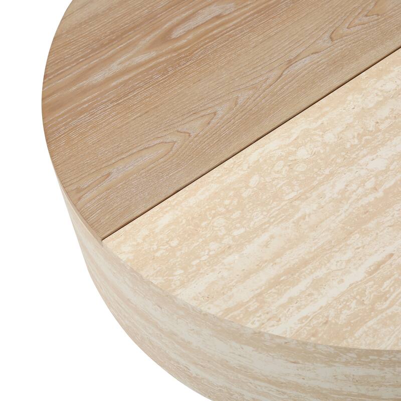 Round Coffee Table With Flip Top And Hidden Storage Compartment