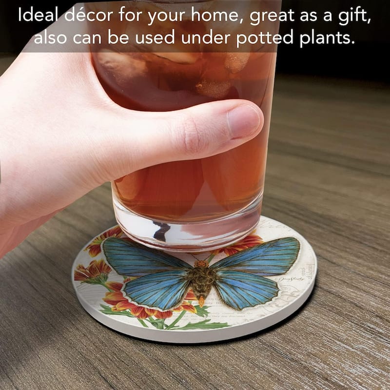 Stone Beverage Coasters - Set of 4 - Scalloped Edge Firetip