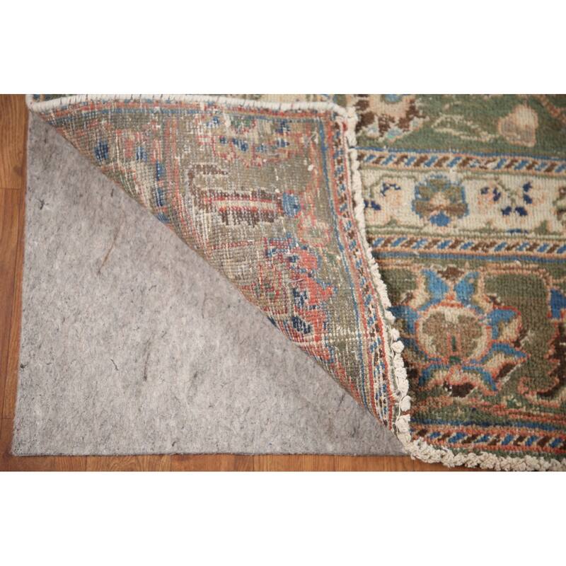 Hand Knotted Oriental 100% Wool Carpet Traditional Floral Coral Mashad Area Rug - 11' 4'' X 10' 3''