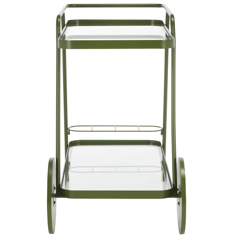 SAFAVIEH Home Zunia Glass Bar Cart with Wheels - 36Wx19Dx30H