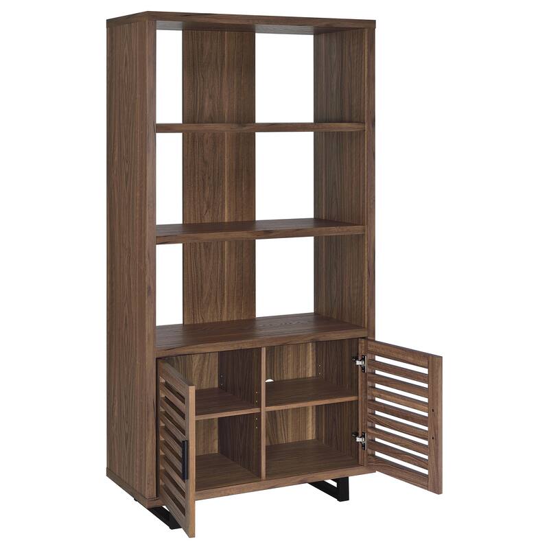 Rodger Walnut 3-shelf Cabinet Bookcase