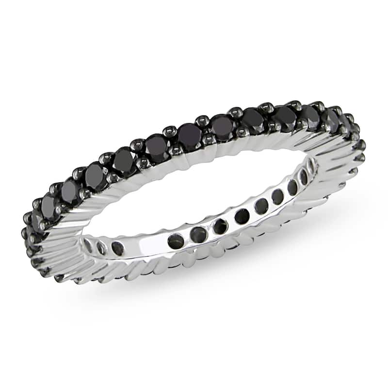 Miadora 1ct TDW Black Diamond Eternity Ring in 18k White Gold
