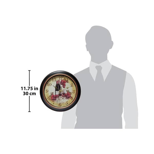 dimension image slide 2 of 3, Copper Grove Kaffir 12-inch Classic Kitchen Round Clock - 12 x 2 x 12 - 12 x 2 x 12