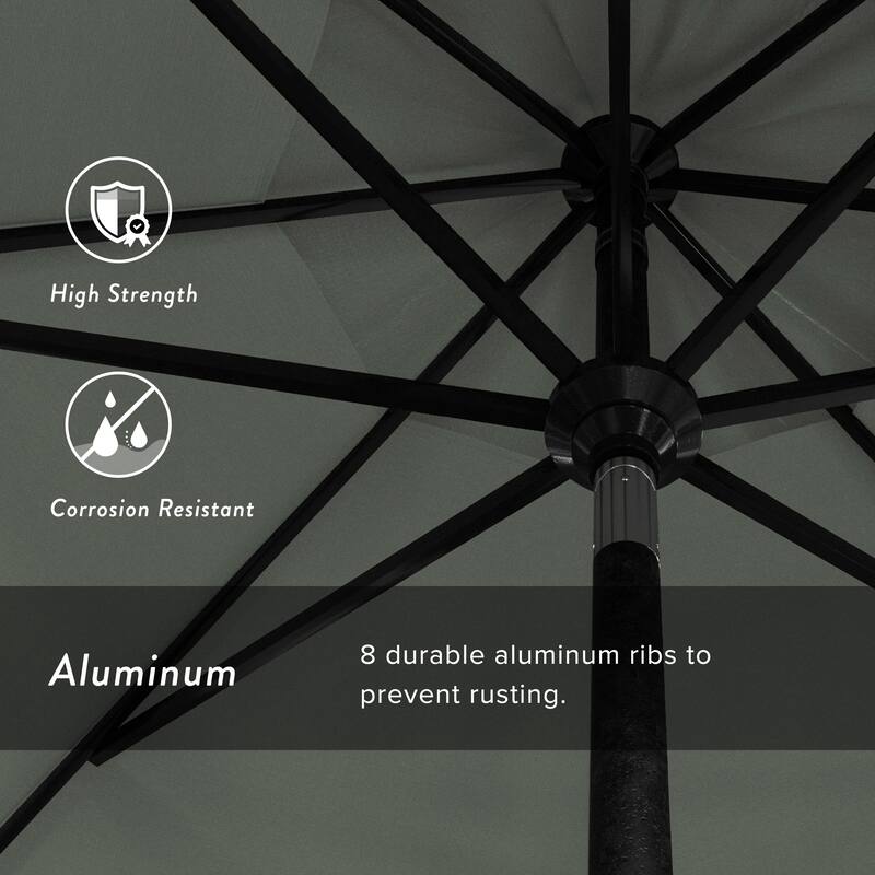 California Umbrella 11' Rd Golden State Series Patio Umbrella Black Aluminum Frame Crank Lift Collar Tilt Sunbrella